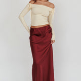Cherubim Satin Maxi Skirt Wine