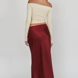 Cherubim Satin Maxi Skirt Wine