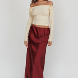 Cherubim Satin Maxi Skirt Wine