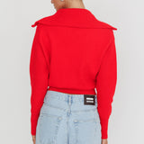 Dawneta Half Zipper Knit Pullover Red