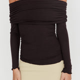 Ricki Off-Shoulder Long Sleeve Top Black