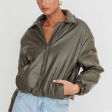 Faroe Drawstring Waist Puff Jacket Green