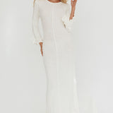 Wrenna Bell Sleeve Knit Maxi Dress White