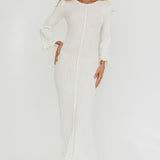 Wrenna Bell Sleeve Knit Maxi Dress White