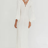 Wrenna Bell Sleeve Knit Maxi Dress White