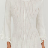 Wrenna Bell Sleeve Knit Maxi Dress White