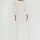 Wrenna Bell Sleeve Knit Maxi Dress White