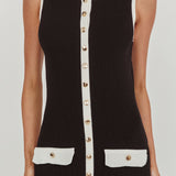 Thessa Faux Placket Knit Maxi Dress Black