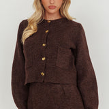 Daelyn Gold Button Pocket Cardigan Coffee