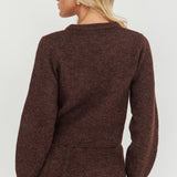 Daelyn Gold Button Pocket Cardigan Coffee