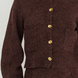 Daelyn Gold Button Pocket Cardigan Coffee