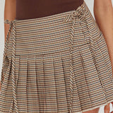 Text Me Pleat Skort Mini Skirt Check