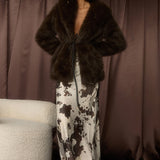 Takara String Tie Maxi Skirt Cow Print