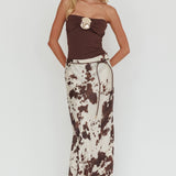 Takara String Tie Maxi Skirt Cow Print
