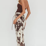 Takara String Tie Maxi Skirt Cow Print