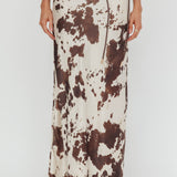 Takara String Tie Maxi Skirt Cow Print