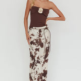 Takara String Tie Maxi Skirt Cow Print