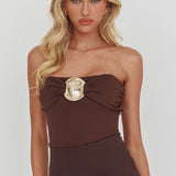 Ulani Gold Buckle Bodysuit Coffee