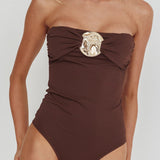 Ulani Gold Buckle Bodysuit Coffee