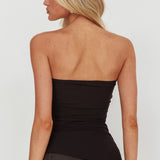 Gislynn Strapless Asymmetric Hem Top Black