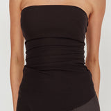Gislynn Strapless Asymmetric Hem Top Black