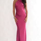 Saphirra Open Cowl Back Maxi Dress Berry