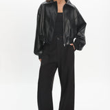 Charley Faux Leather Bomber Jacket Black