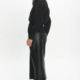 Sybil Faux Leather Midi Skirt Black