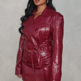 Nial Faux Leather Crop Jacket Burgundy
