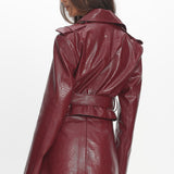 Nial Faux Leather Crop Jacket Burgundy